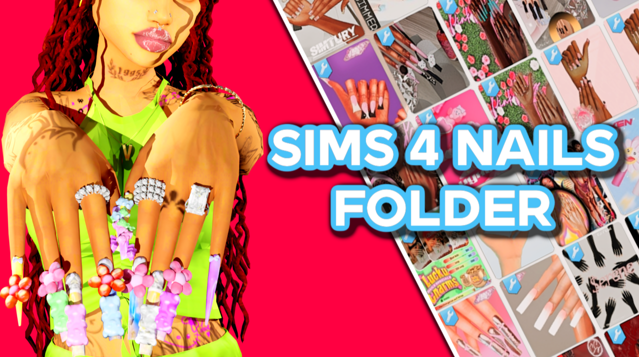 Sims 4 Long Pink Nails CC Screenshot