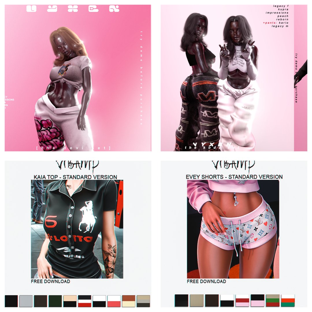 Kaia Top, Devi Set, Koda Set & Evey Shorts CC for Sims 4