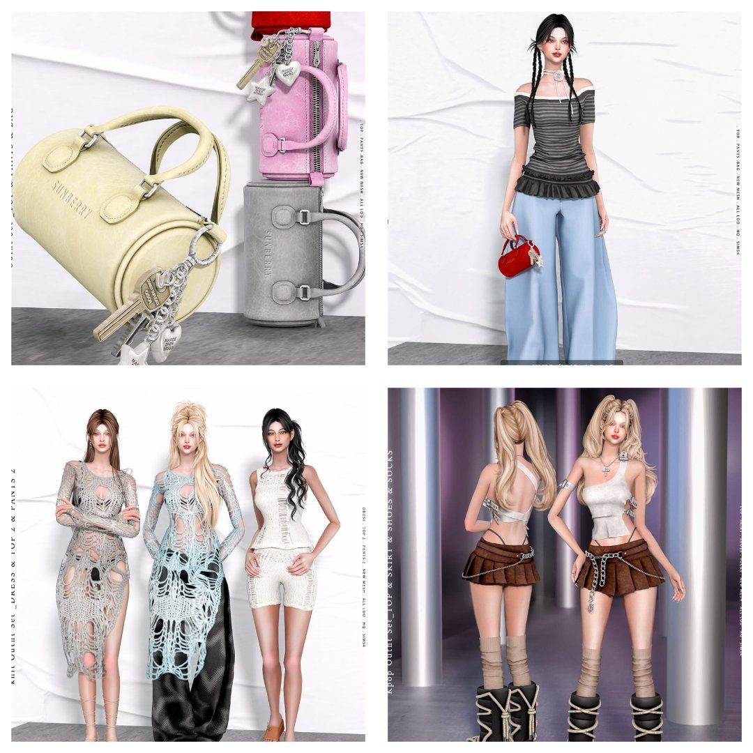 Sunberry fashion sets with tops, pants, skirts, shoes, and bags from the #25 collection