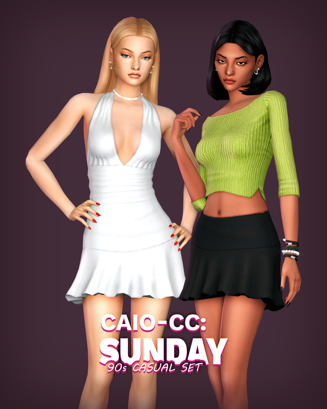 Sims 4 CC outfits collection featuring trendy tops and dresses