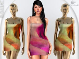 Sims 4 Printed Silk Mini Slip Dress CC