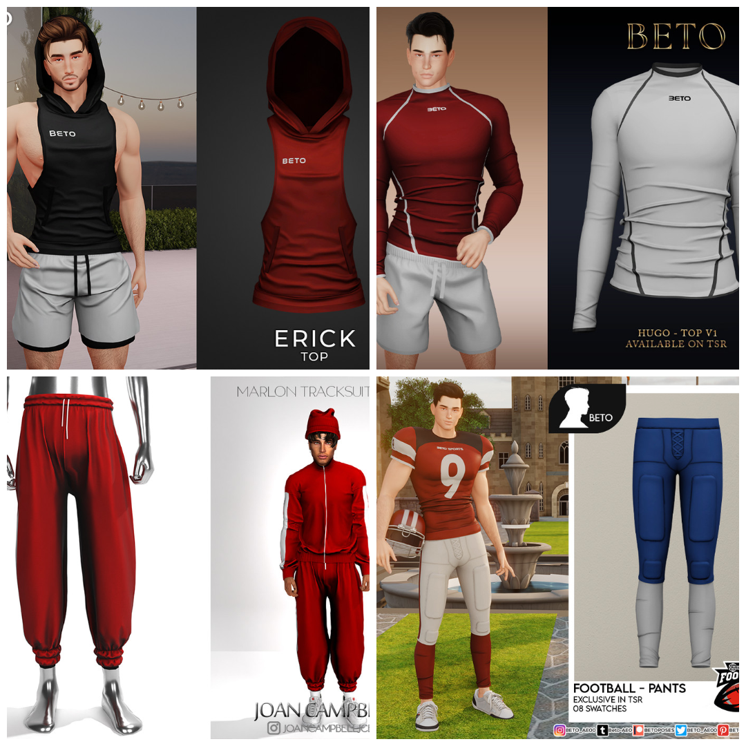 Sims 4 Male Athletic Wear CC
