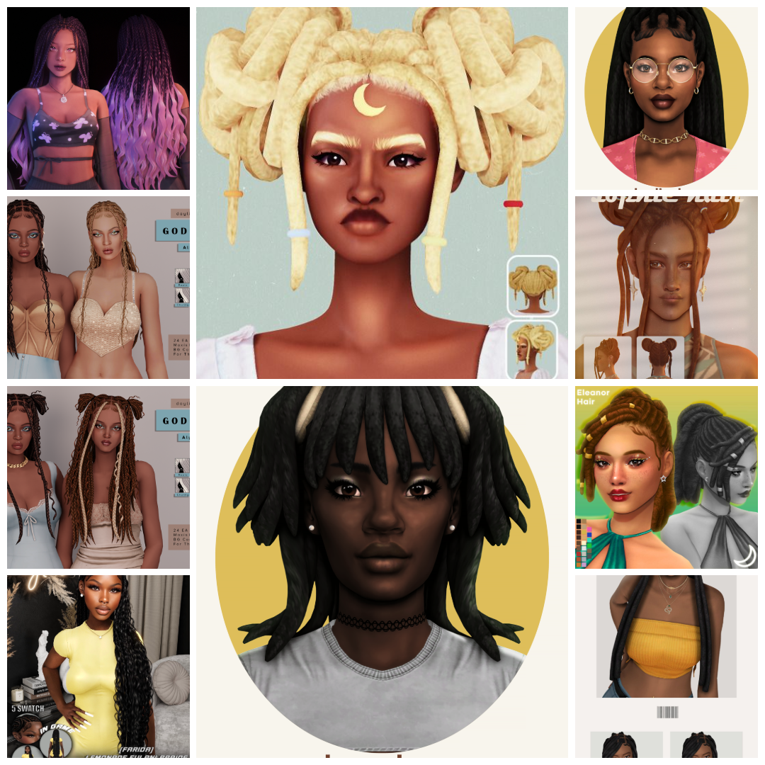Sims 4 Braids and Locs CC