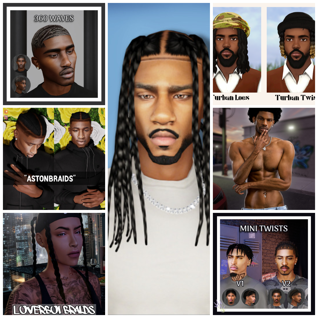 Black male hairstyles Sims 4